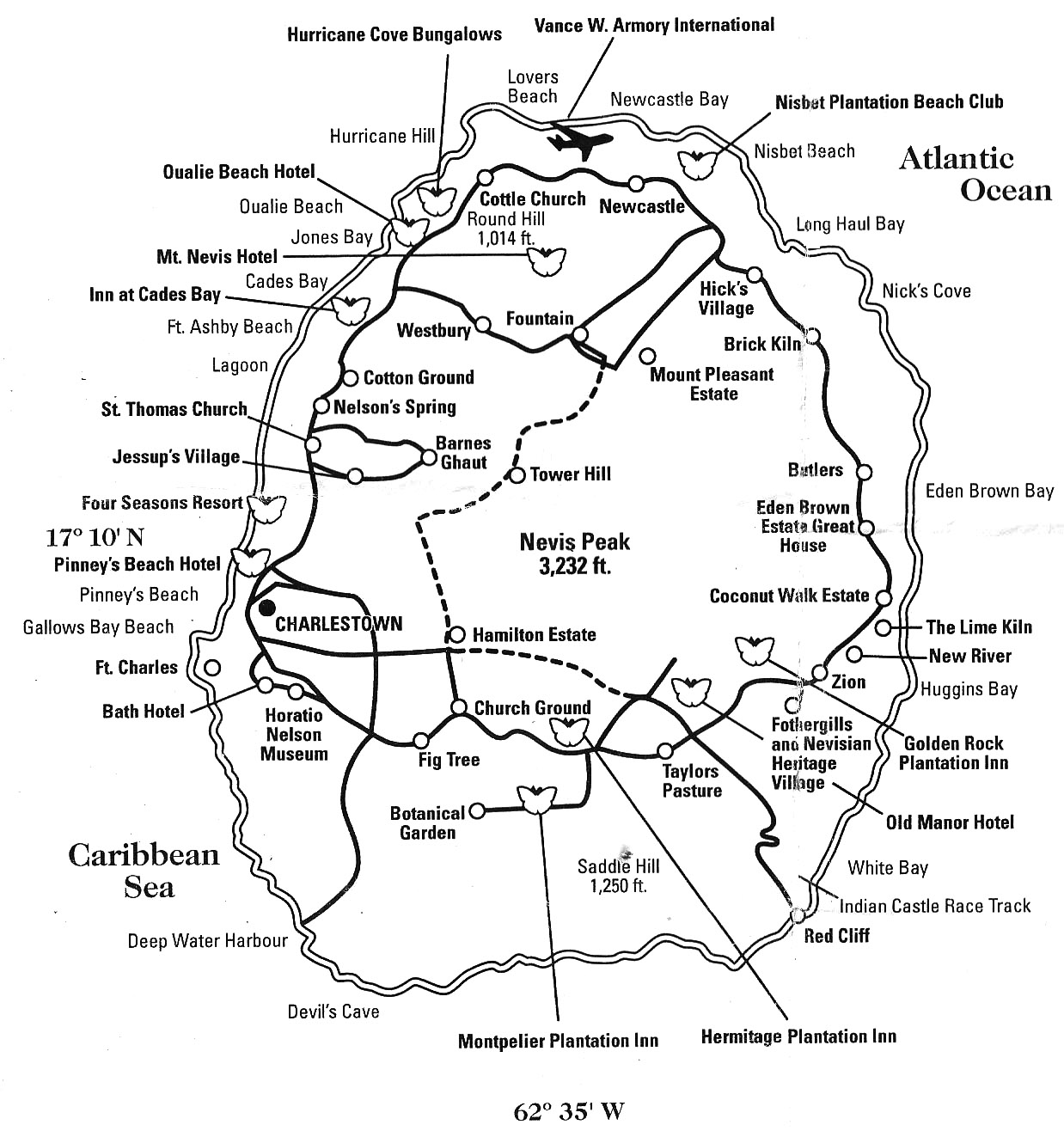 map of nevis - nevis bed and breakfast